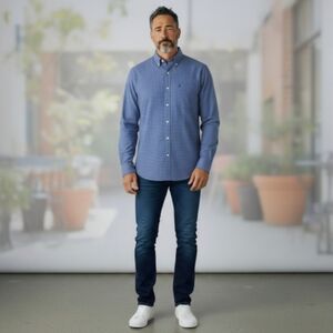 NWT IZOD RIVIERA Sz. XL Blue Long Sleeve Casual Button Down Shirt